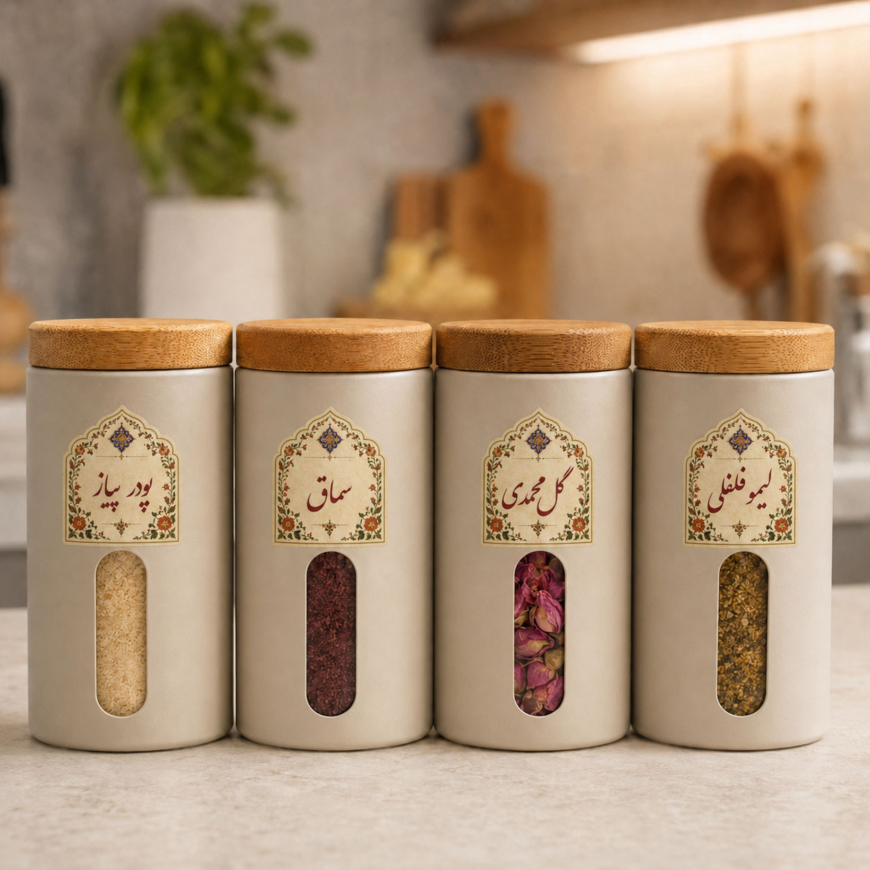 لیبل نظم دهنده شیشه ادویه جات با طرح سنتی